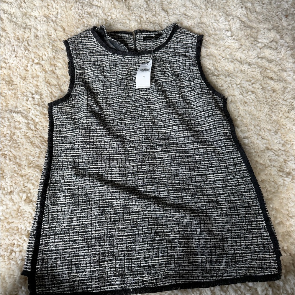 NWT Banana Republic Black and White Tweed Shell Top